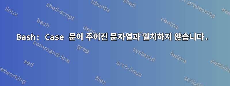 Bash: Case 문이 주어진 문자열과 일치하지 않습니다.