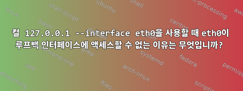 컬 127.0.0.1 --interface eth0을 사용할 때 eth0이 루프백 인터페이스에 액세스할 수 없는 이유는 무엇입니까?