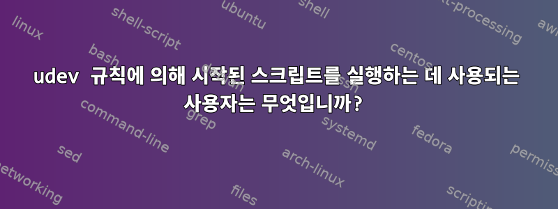 udev 규칙에 의해 시작된 스크립트를 실행하는 데 사용되는 사용자는 무엇입니까?