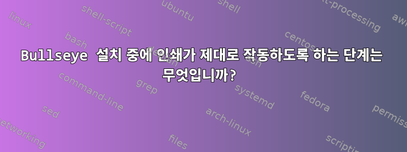 Bullseye 설치 중에 인쇄가 제대로 작동하도록 하는 단계는 무엇입니까?