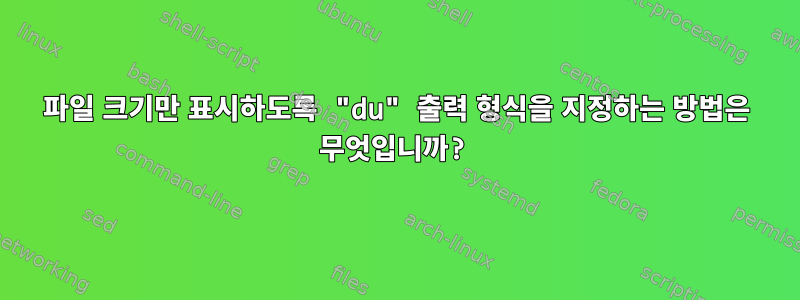 파일 크기만 표시하도록 "du" 출력 형식을 지정하는 방법은 무엇입니까?