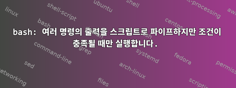 bash: 여러 명령의 출력을 스크립트로 파이프하지만 조건이 충족될 때만 실행합니다.