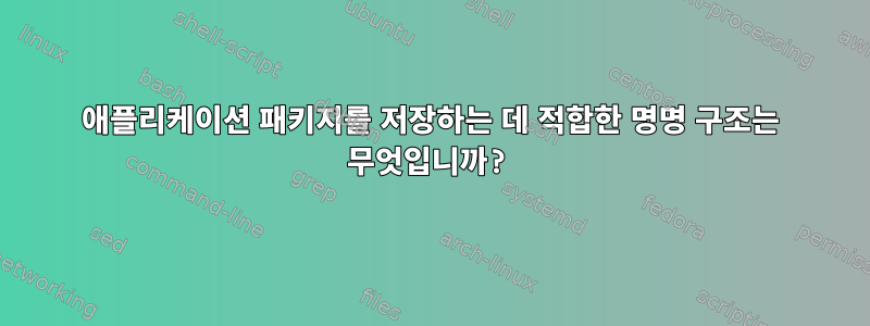 애플리케이션 패키지를 저장하는 데 적합한 명명 구조는 무엇입니까?