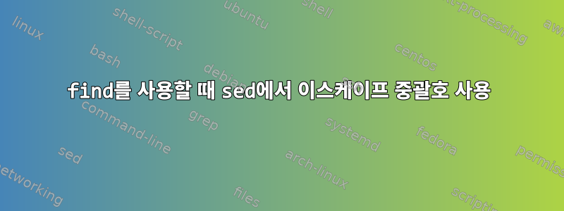 find를 사용할 때 sed에서 이스케이프 중괄호 사용