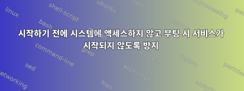 시작하기 전에 시스템에 액세스하지 않고 부팅 시 서비스가 시작되지 않도록 방지