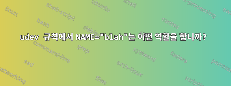 udev 규칙에서 NAME="blah"는 어떤 역할을 합니까?