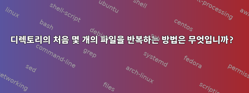 디렉토리의 처음 몇 개의 파일을 반복하는 방법은 무엇입니까?