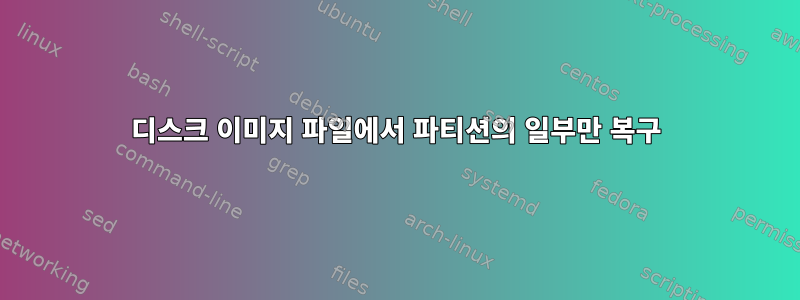 디스크 이미지 파일에서 파티션의 일부만 복구