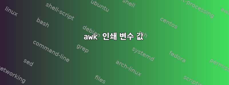 awk 인쇄 변수 값