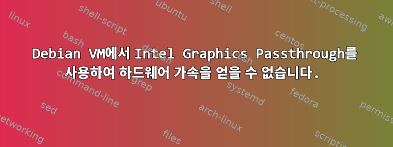 Debian VM에서 Intel Graphics Passthrough를 사용하여 하드웨어 가속을 얻을 수 없습니다.