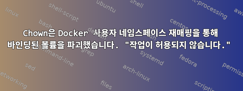 Chown은 Docker 사용자 네임스페이스 재매핑을 통해 바인딩된 볼륨을 파괴했습니다. "작업이 허용되지 않습니다."