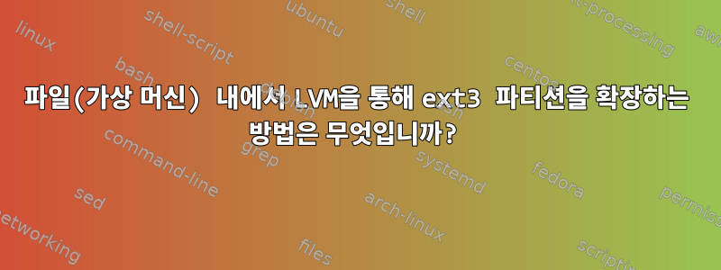 파일(가상 머신) 내에서 LVM을 통해 ext3 파티션을 확장하는 방법은 무엇입니까?