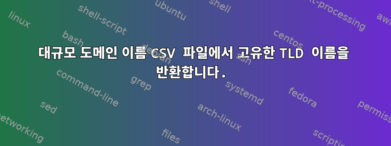 대규모 도메인 이름 CSV 파일에서 고유한 TLD 이름을 반환합니다.