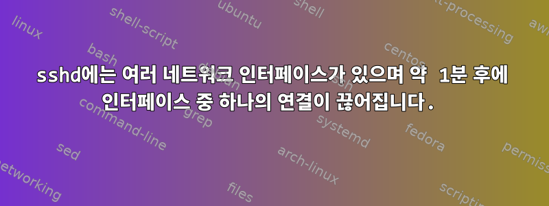 sshd에는 여러 네트워크 인터페이스가 있으며 약 1분 후에 인터페이스 중 하나의 연결이 끊어집니다.