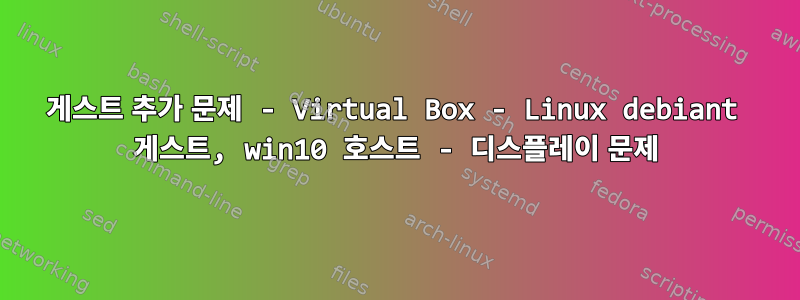 게스트 추가 문제 - Virtual Box - Linux debiant 게스트, win10 호스트 - 디스플레이 문제