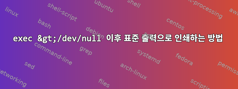 exec &gt;/dev/null 이후 표준 출력으로 인쇄하는 방법