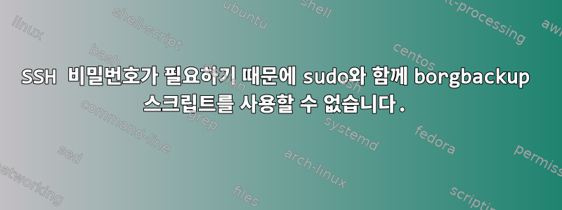 SSH 비밀번호가 필요하기 때문에 sudo와 함께 borgbackup 스크립트를 사용할 수 없습니다.