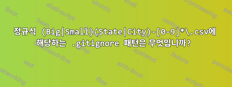 정규식 (Big|Small)(State|City)-[0-9]*\.csv에 해당하는 .gitignore 패턴은 무엇입니까?