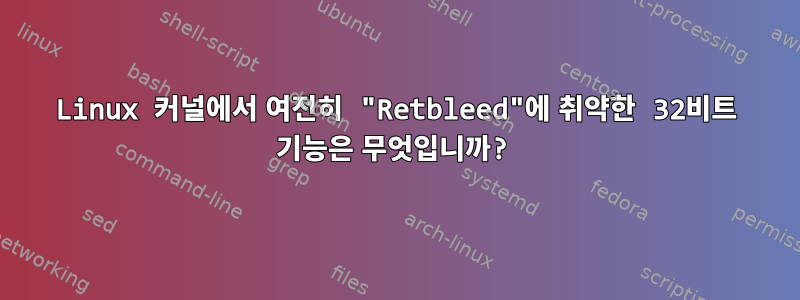 Linux 커널에서 여전히 "Retbleed"에 취약한 32비트 기능은 무엇입니까?