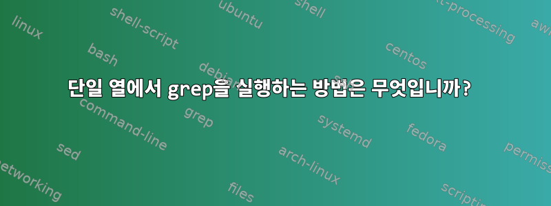 단일 열에서 grep을 실행하는 방법은 무엇입니까?