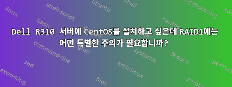 Dell R310 서버에 CentOS를 설치하고 싶은데 RAID1에는 어떤 특별한 주의가 필요합니까?