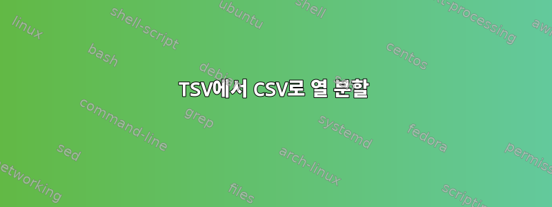 TSV에서 CSV로 열 분할