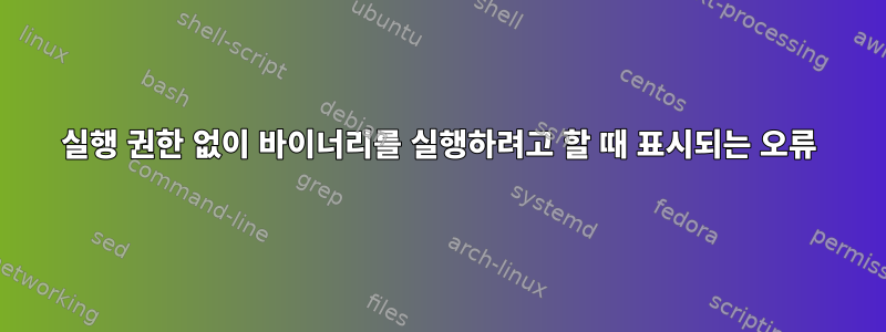 실행 권한 없이 바이너리를 실행하려고 할 때 표시되는 오류