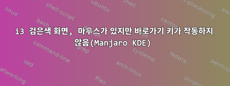 i3 검은색 화면, 마우스가 있지만 바로가기 키가 작동하지 않음(Manjaro KDE)