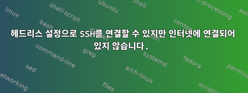 헤드리스 설정으로 SSH를 연결할 수 있지만 인터넷에 연결되어 있지 않습니다.