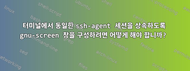 터미널에서 동일한 ssh-agent 세션을 상속하도록 gnu-screen 창을 구성하려면 어떻게 해야 합니까?