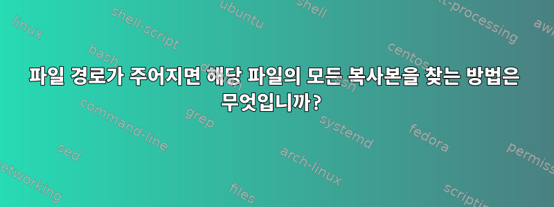 파일 경로가 주어지면 해당 파일의 모든 복사본을 찾는 방법은 무엇입니까?