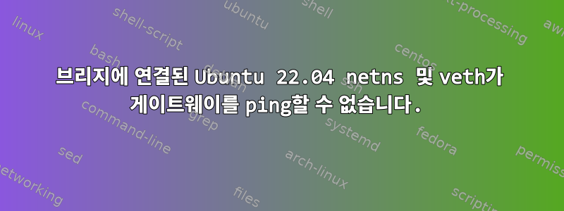 브리지에 연결된 Ubuntu 22.04 netns 및 veth가 게이트웨이를 ping할 수 없습니다.