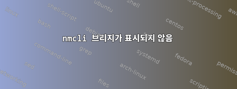 nmcli 브리지가 표시되지 않음