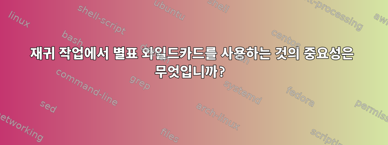 재귀 작업에서 별표 와일드카드를 사용하는 것의 중요성은 무엇입니까?