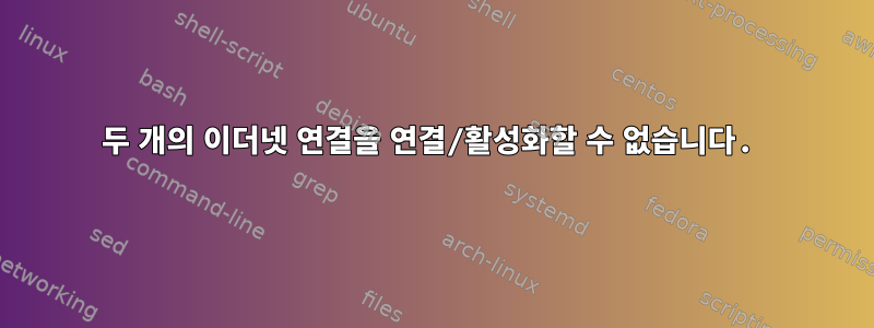 두 개의 이더넷 연결을 연결/활성화할 수 없습니다.