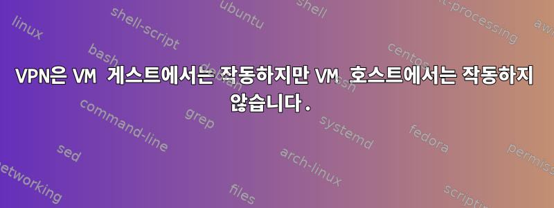 VPN은 VM 게스트에서는 작동하지만 VM 호스트에서는 작동하지 않습니다.