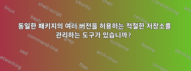 동일한 패키지의 여러 버전을 허용하는 적절한 저장소를 관리하는 도구가 있습니까?