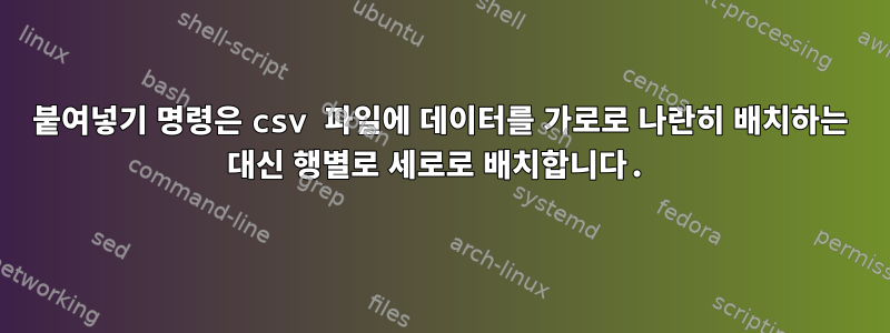 붙여넣기 명령은 csv 파일에 데이터를 가로로 나란히 배치하는 대신 행별로 세로로 배치합니다.