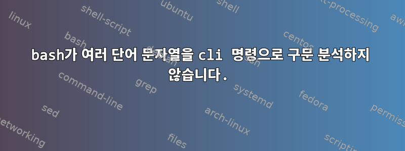 bash가 여러 단어 문자열을 cli 명령으로 구문 분석하지 않습니다.