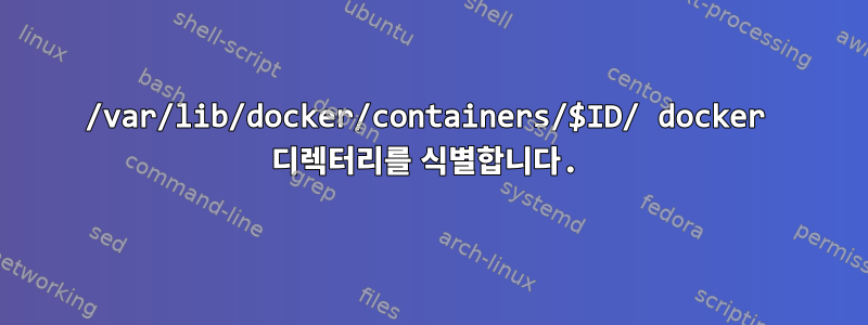 /var/lib/docker/containers/$ID/ docker 디렉터리를 식별합니다.