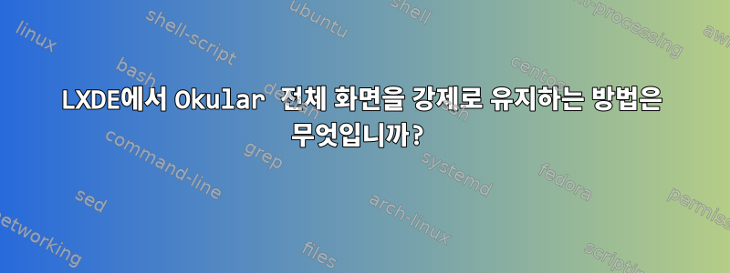 LXDE에서 Okular 전체 화면을 강제로 유지하는 방법은 무엇입니까?