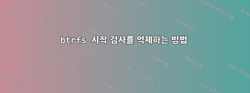 btrfs 시작 검사를 억제하는 방법