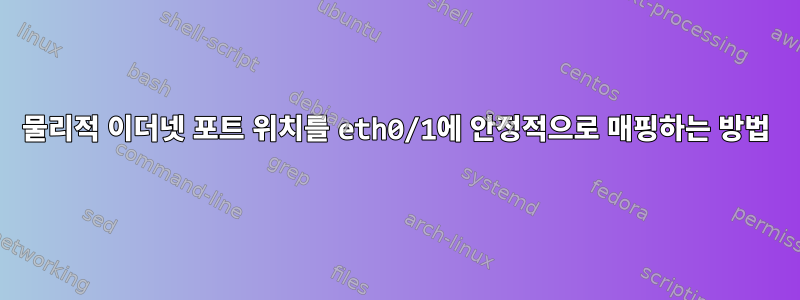 물리적 이더넷 포트 위치를 eth0/1에 안정적으로 매핑하는 방법