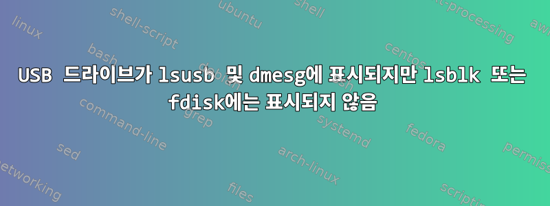 USB 드라이브가 lsusb 및 dmesg에 표시되지만 lsblk 또는 fdisk에는 표시되지 않음