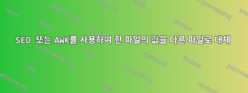 SED 또는 AWK를 사용하여 한 파일의 값을 다른 파일로 대체