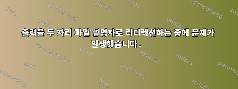 출력을 두 자리 파일 설명자로 리디렉션하는 중에 문제가 발생했습니다.