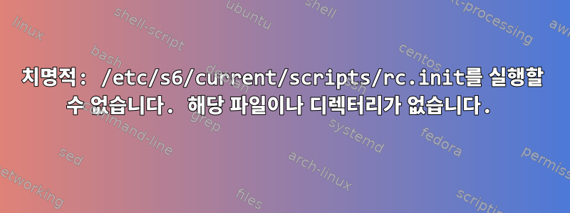 치명적: /etc/s6/current/scripts/rc.init를 실행할 수 없습니다. 해당 파일이나 디렉터리가 없습니다.