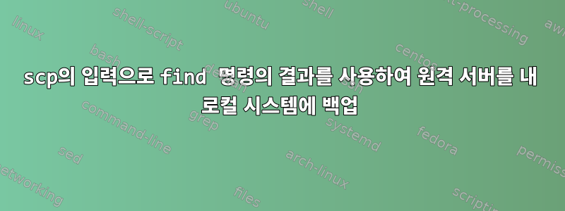 scp의 입력으로 find 명령의 결과를 사용하여 원격 서버를 내 로컬 시스템에 백업