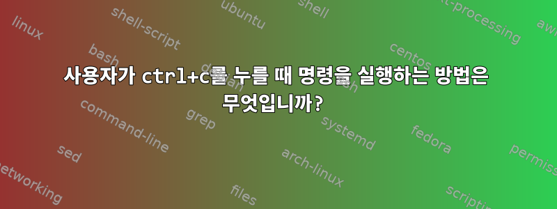 사용자가 ctrl+c를 누를 때 명령을 실행하는 방법은 무엇입니까?