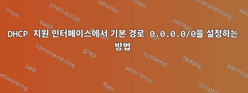 DHCP 지원 인터페이스에서 기본 경로 0.0.0.0/0을 설정하는 방법